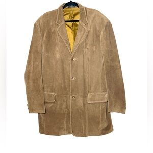 J. Ferrar 100% Genuine Suede Brown Western Sport Coat Blazer with Pockets, LT
